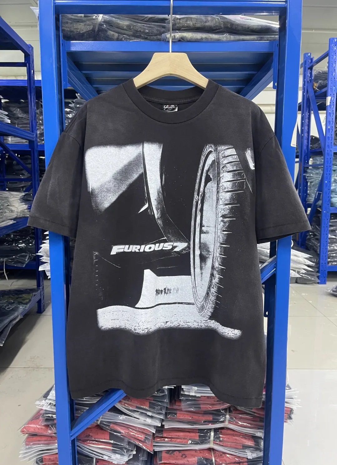 Spot ST423 style washed gray P136 Saint Michael 25SS "SEE YOU AGAIN" movie Fast and Furious 7 printed washed washed distressed T-shirt size S-M-L-XL